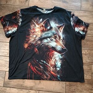 Men's Black Wolf Graphic T-Shirt 6x